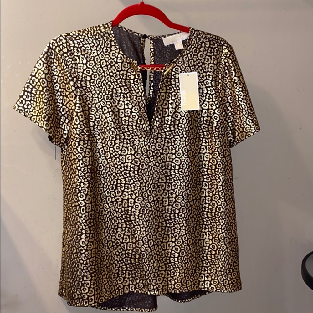 MK Sheer Gold Short-Sleeved Top